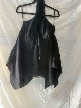 MKM Designs Black Flowy Cinderella Cut Halter Top